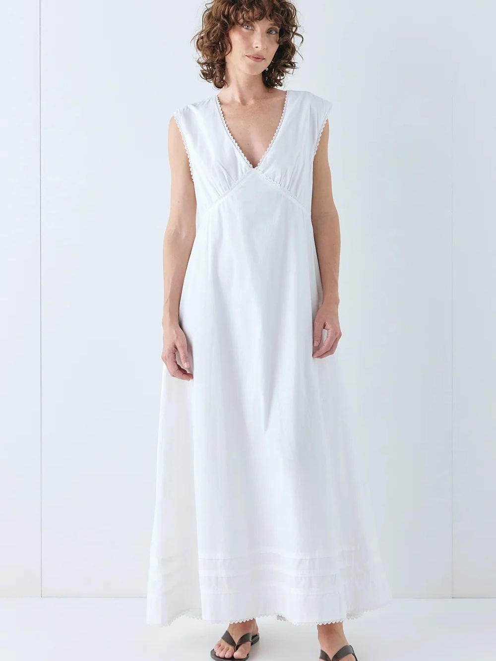 Vrg Grl Eloise Dress - White Poplin Maxi - US 10
